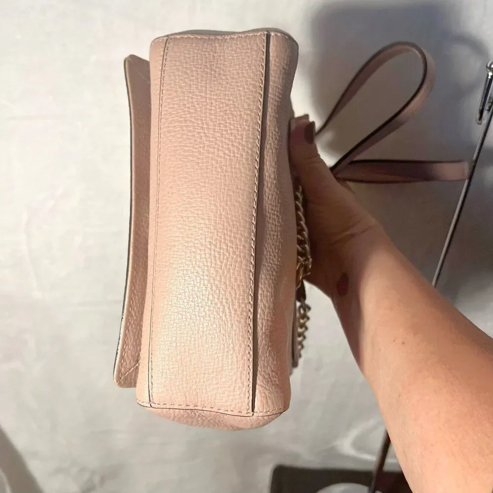 Kate Spade Blush Pink Leather Crossbody Purse with Chain/Leather Strap